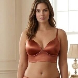 Adrienne Vittadini Bronze Satin Bra 46C Wireless